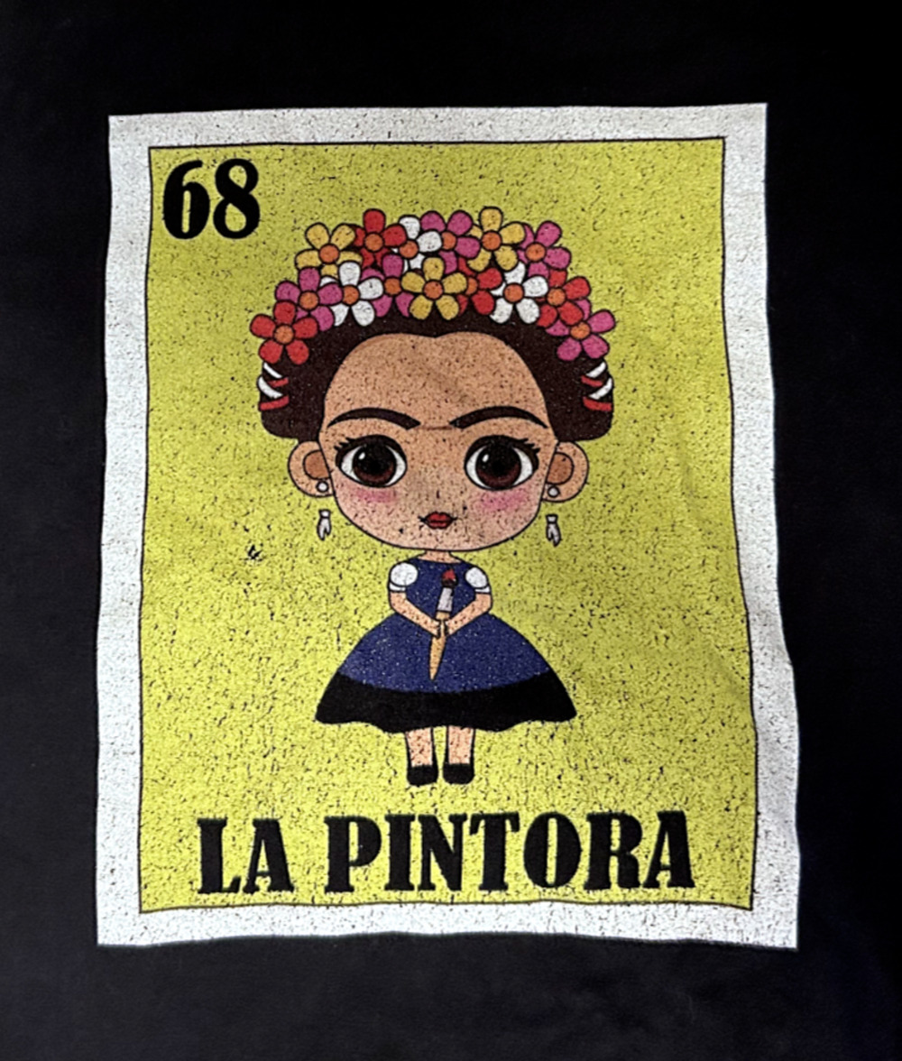 La Pintora Girls T Shirt Youth XS Mexican Lottery Black Graphic Print